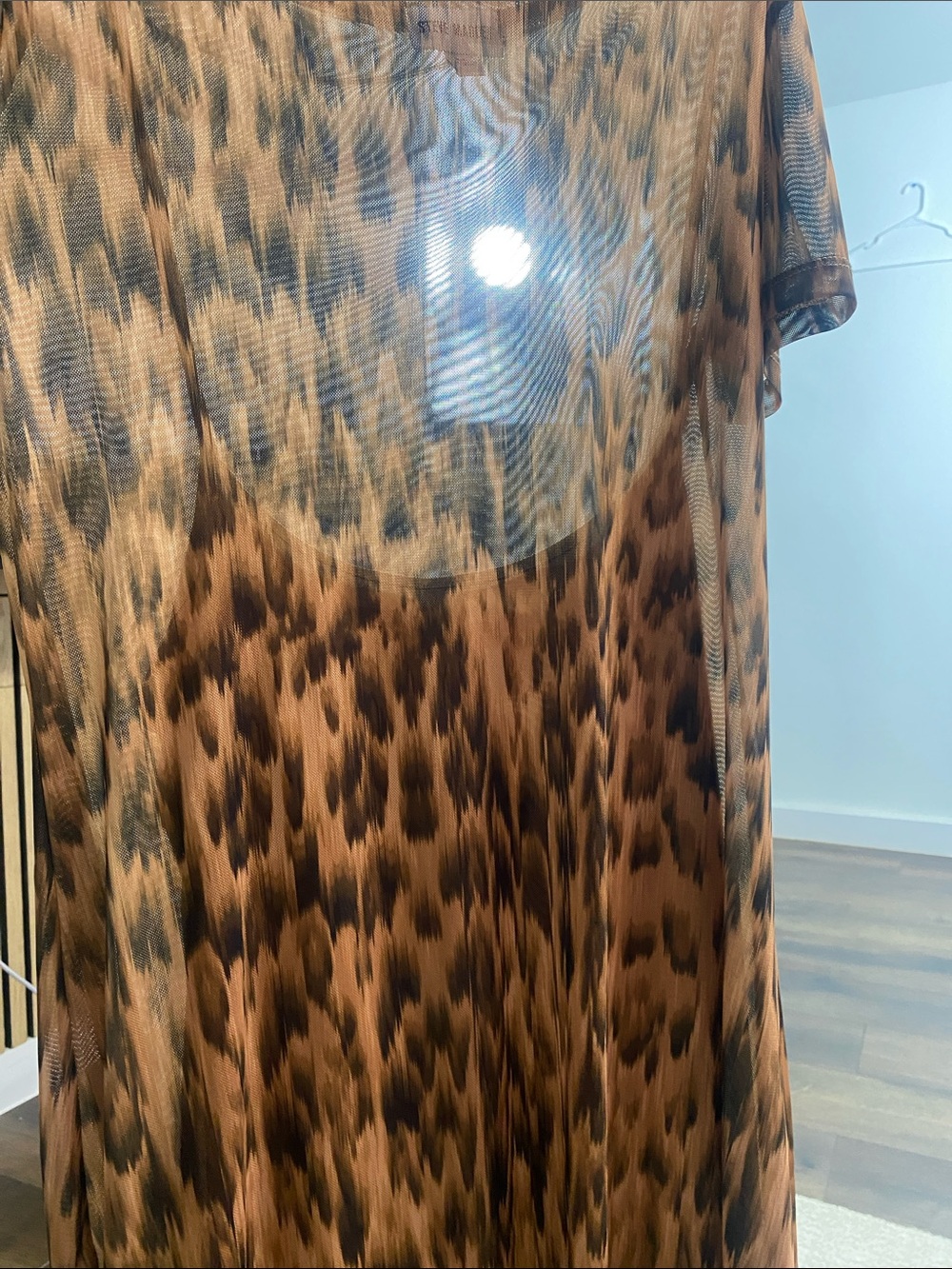 Steve Madden Leopard Mesh Maxi Dress Slit EUC Size M - Picture 14 of 15